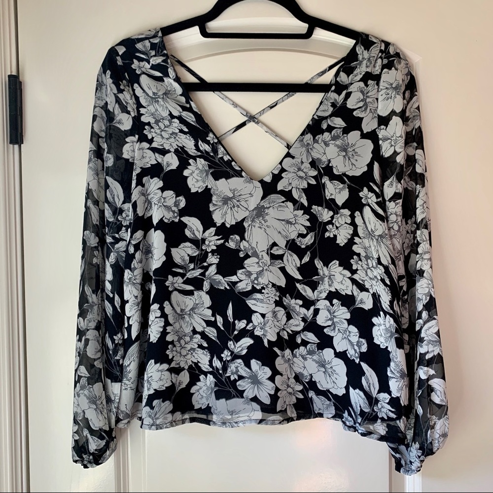 Lucca Floral Blouse with Open Back Detail